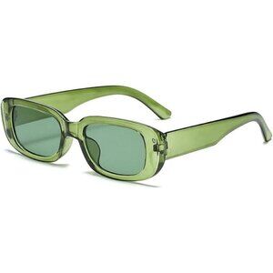 Trendy Rectangle Green Sunglasses Women Men Retro Square Fashion Shades